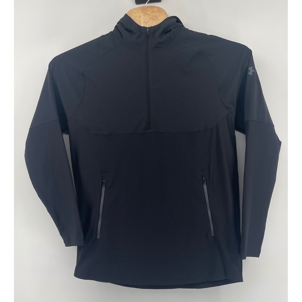 Under Armour Hoodie Mens XL Black Threadborne 1/4 Zip Fitted Activewear Gym